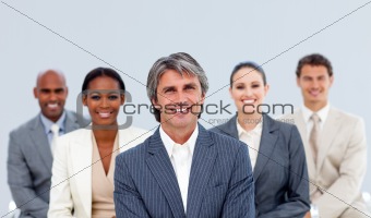 Portrait of an assertive business team