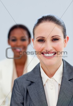Portrait of two beautiful businesswomen