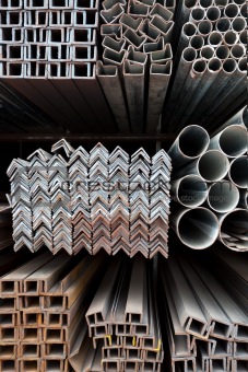 Metal pipes and angle iron  stack