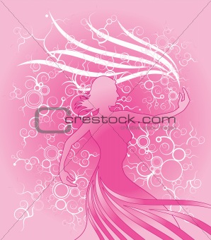 girl silhouette in the flower wallpaper