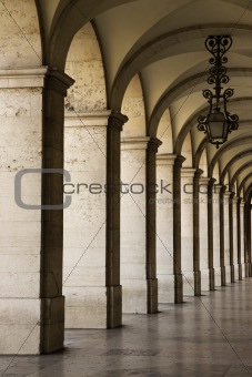 Colonnade in Lisbon, Portugal.