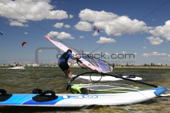windsurfer ready to start