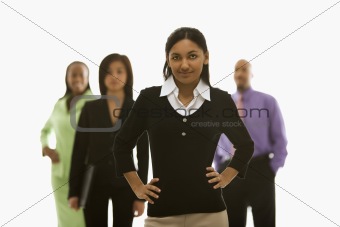 Indian businesswoman portrait with others.