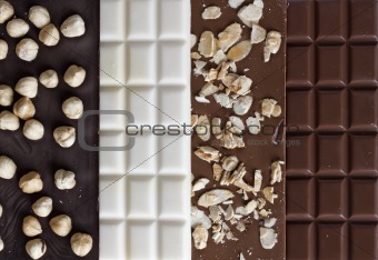 Close up of high quality handmade chocolate bars