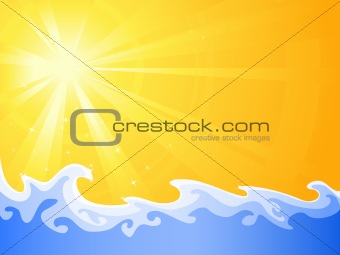 Hot summer sun and cool relaxing water waves