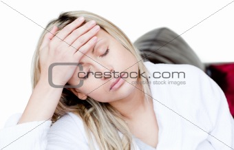 Sick woman have a headache 