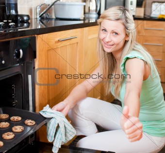 Cute housewife preparing cookies