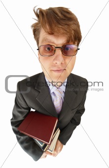 Funny guy with books