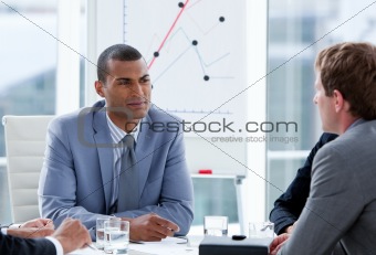Ambitious businessmen having a brainstorming