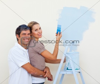 Young couple thinking with a new decoration home