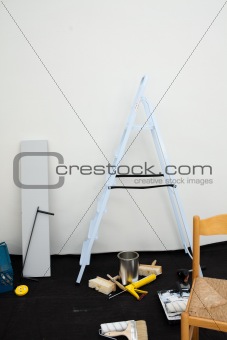 A ladder and equipment