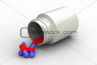 Pill bottle with pills