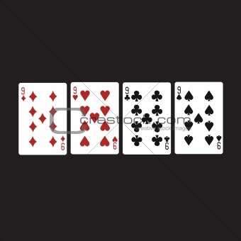 Four nine, variegated cards .Vector illustration