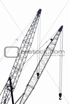 Industrial cranes, isolated