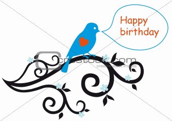 happy birthday card with lovebird