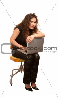 Pretty Woman with computer