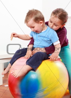 Lot of fun with gymnastic ball