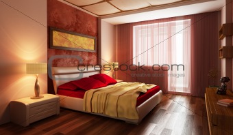 modern style bedroom interior 3d 