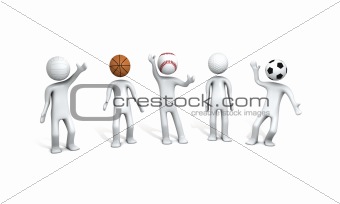 Men Playing Basketball, Football, Tennis, Baseball, Golf and Soccer.