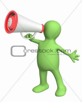 3d puppet with megaphone 