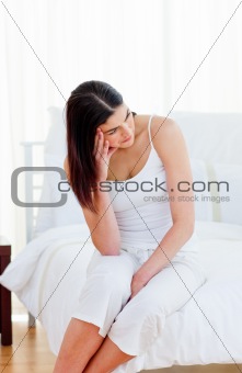 Upset woman after having a row with her husband