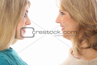 shot of a mother & daughter looking at each other