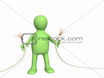 Puppet with disrupted wire