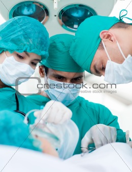 Close-up of surgeons in operative room