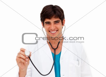 Smiling doctor with a stethoscope 