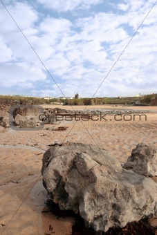 ballybunion castle ruin and rocky beach