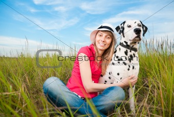 young woman with her dog pet