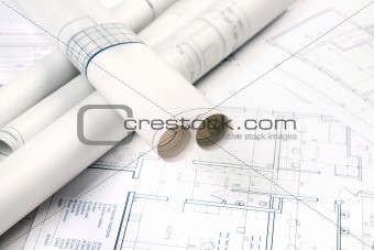 Blueprints and building equipment