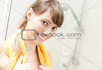 young girl with towel