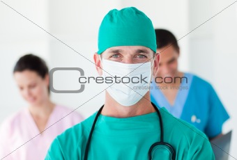 Portrait of a surgeon wearing a surgical mask
