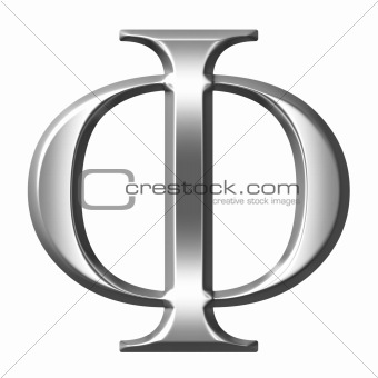 3D Silver Greek Letter Phi