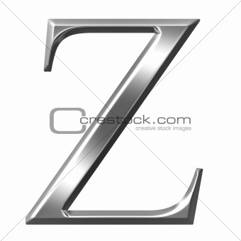 3D Silver Greek Letter Zeta