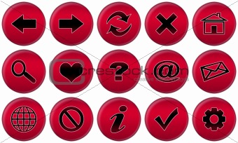 Set of red buttons for internet browser