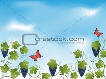 Abstract floral background with a vine.