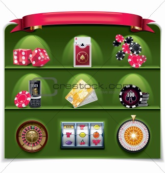 Vector gambling icon set. Part 2 (green background)