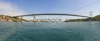 Large suspension bridge over a river