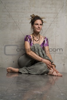 woman sits on the bottom