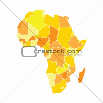 African map in yellow colors