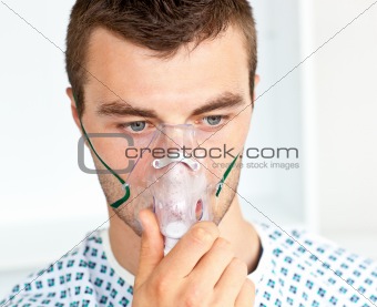 Portrait of an attractive patient with a mask