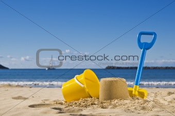 Sand,spade and bucket