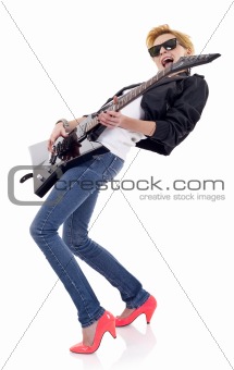 passionate girl guitarist