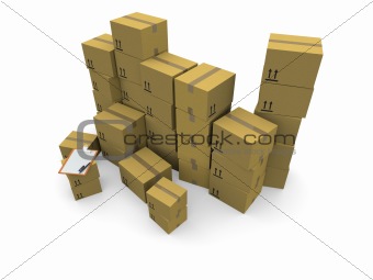 3D piles of cardboard boxes