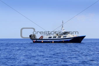trawler boat working in mediterranean offshore