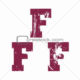 Grunge vector F letter - vector type alphabet - slab serif font