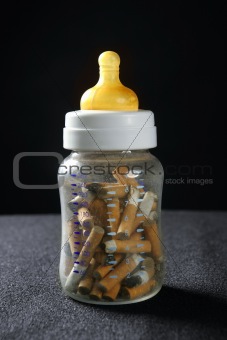 Nicotine tobacco addiction still baby bottle