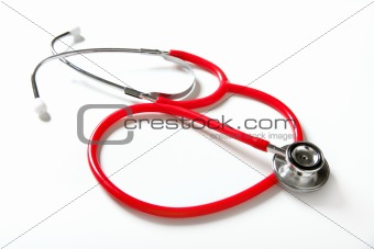 Medical still photo, stethoscope over white